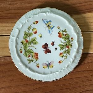 White W/ Gold Trim Royal Crown Tray Spring Time Pattern